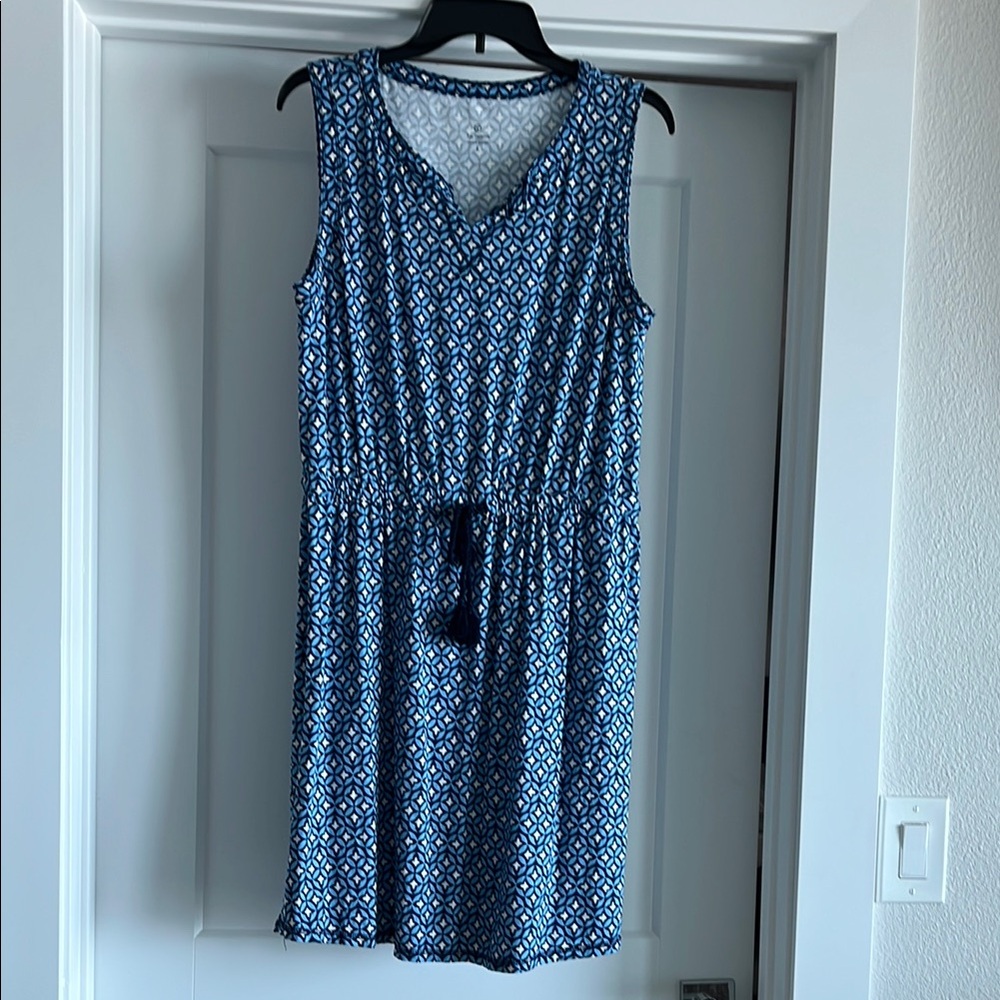 Talbots Blue Geometric Mini Dress - Large